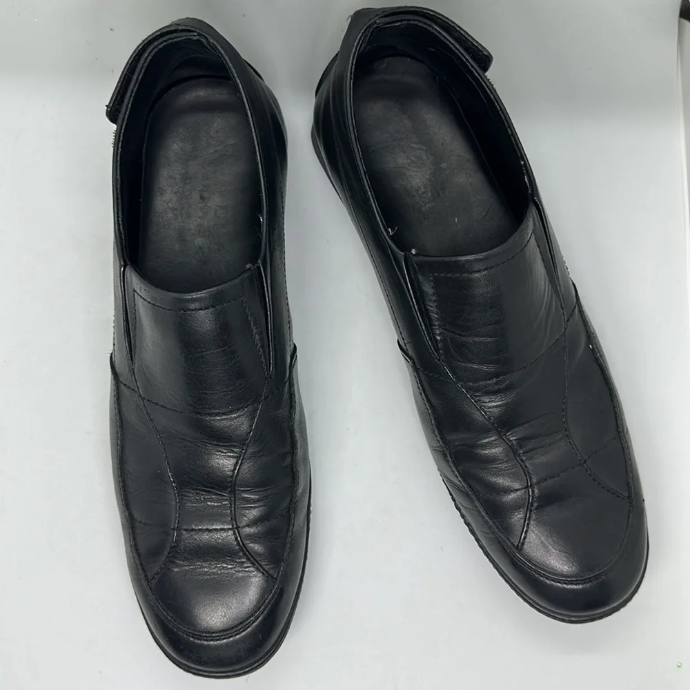 GUCCI shoes black leather loafer slip on flats size 9.5 Luxury comfort - Picture 3 of 13